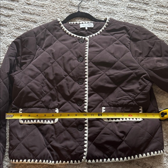 Wayf Chocolate Quilted Jacket with Ivory Accents - Picture 9 of 10